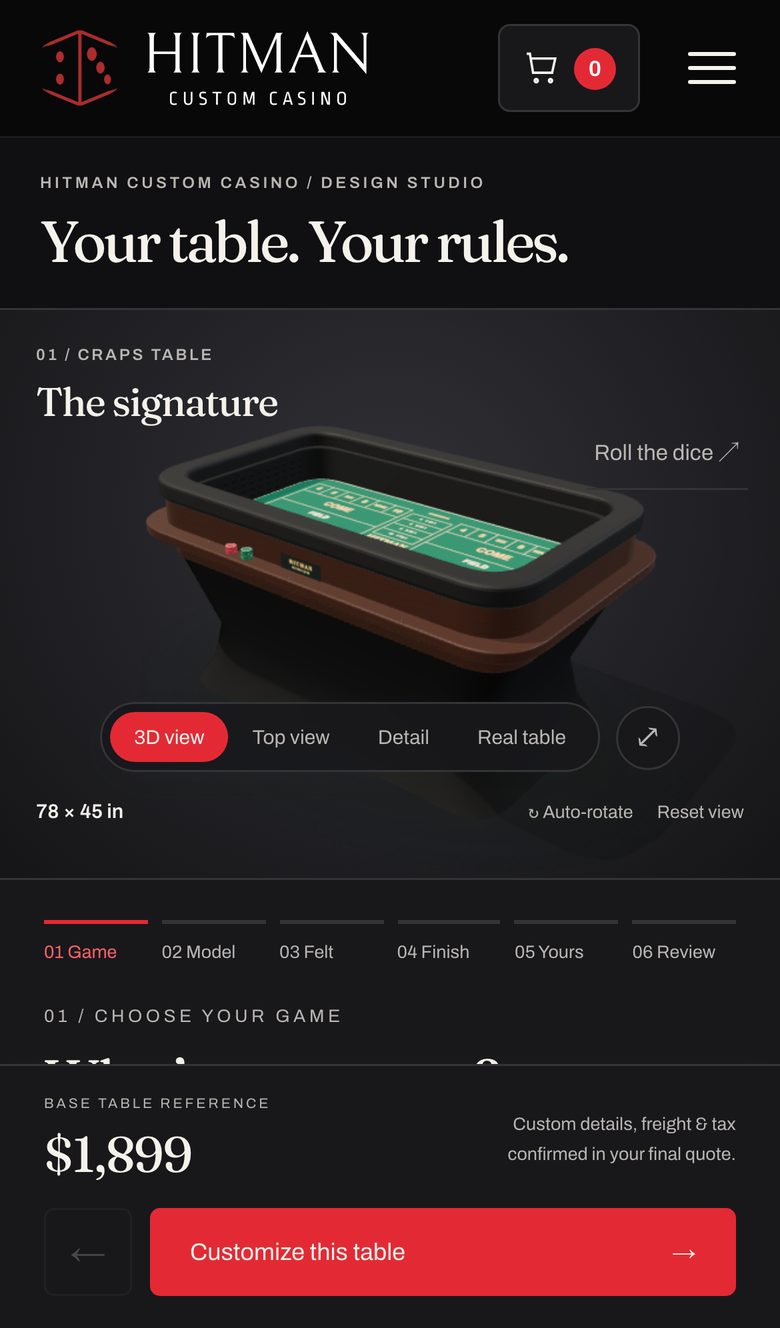 The table builder on a phone