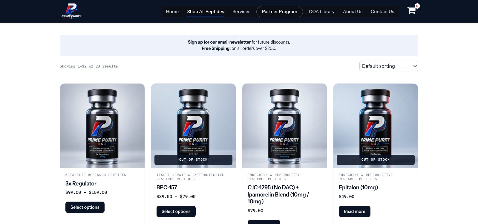 The redesigned shop page