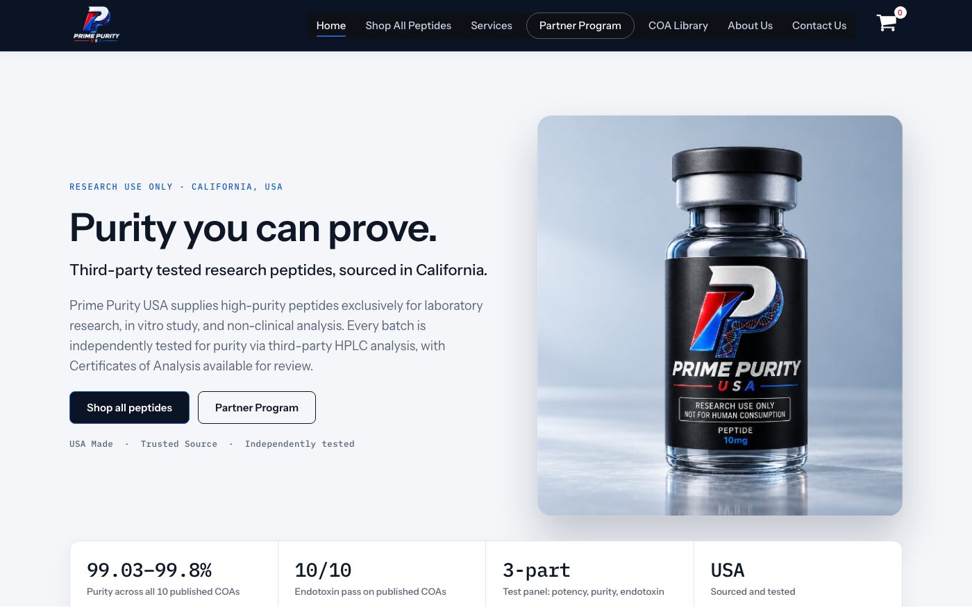 Prime Purity USA website